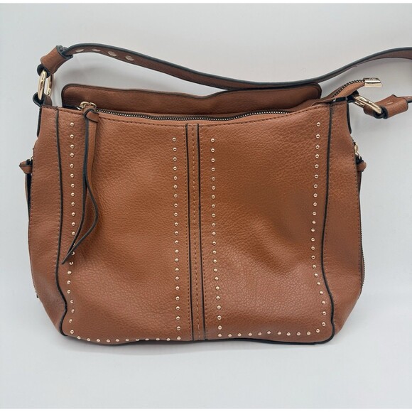 MONTANA WEST Studded Saddle Tan Leather Purse Concealed Carry Handbag cognac - Picture 1 of 5
